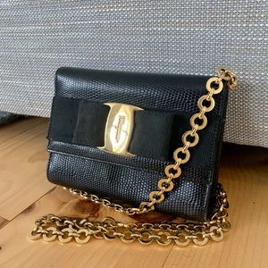 Salvatore Ferragamo Pochette Black Leather Clutch